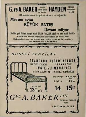    11112) G. ve A. BAKER sc HAYDEN si Ne. 479 1860 senesinde müesses kri en neki ve en asri mağazalarıdır Mevsim sonu BÜYÜK