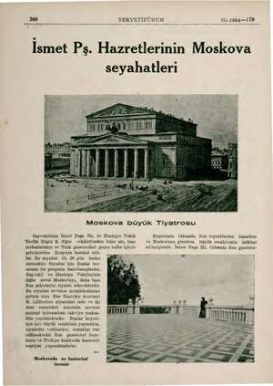  360 İsmet Pş. Hazretlerinin SERVETİFÜNUN seyahatleri No.1864—179 Moskova Moskova büyük Tiyatrosu Başvekilimiz İsmet Paşa Hz.