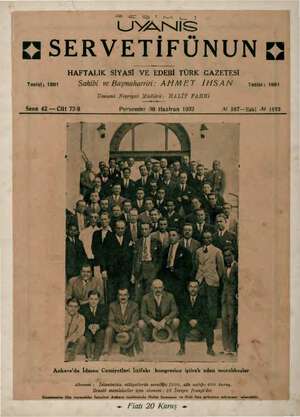 Servetifunun (Uyanış) Dergisi 30 Haziran 1932 kapağı