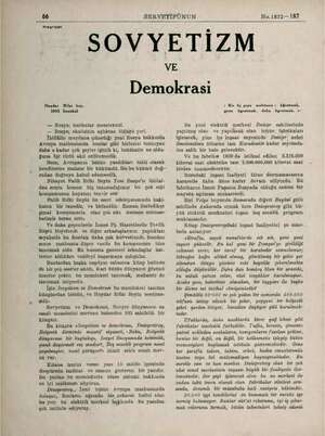  66 SERVETİFÜNUN No.1872 —187 Neşriyat SOVYETİZM VE Demokrasi Haydar Rifat bey. 1932 İstanbul — Rusya; harikalar memleketi!. —