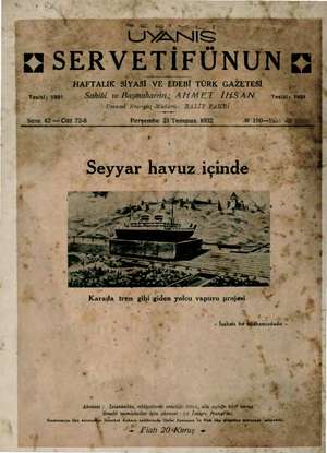 Servetifunun (Uyanış) Dergisi 21 Temmuz 1932 kapağı