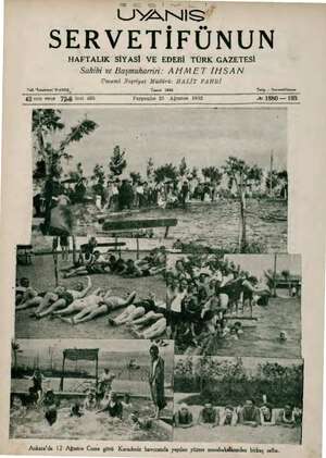 Servetifunun (Uyanış) Dergisi 25 Ağustos 1932 kapağı
