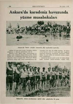  196 SERVETİFÜNUN No.1830 - 155 Ankara'da karadeniz havuzunda yüzme musabakaları Ankara'da Yüzme yarışları esnasında plâj...
