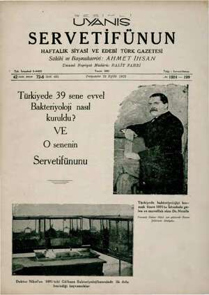 Servetifunun (Uyanış) Dergisi 22 Eylül 1932 kapağı