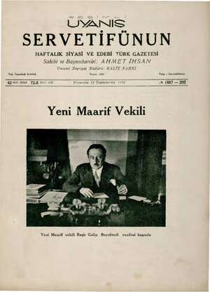 Servetifunun (Uyanış) Dergisi 13 Ekim 1932 kapağı