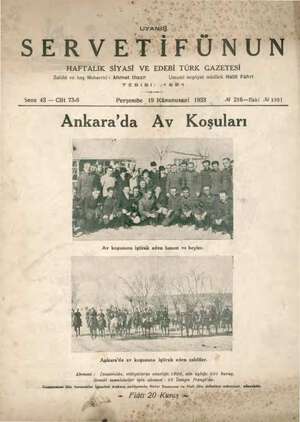 Servetifunun (Uyanış) Dergisi 19 Ocak 1933 kapağı