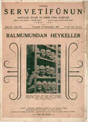 Servetifunun (Uyanış) Dergisi 26 Ocak 1933 kapağı