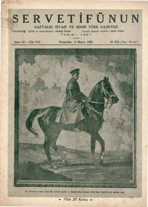 Servetifunun (Uyanış) Dergisi 11 Mayıs 1933 kapağı