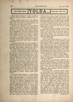    “NN | SERVETİFÜNUN No. 1917—232 | Yazan: Roland Dorgeles | Bİ O I. D A a Tercüme eden : Ahmet İhsan | Manon birşey...