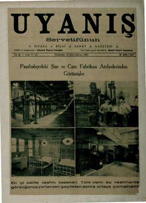 Servetifunun (Uyanış) Dergisi 16 Ocak 1936 kapağı