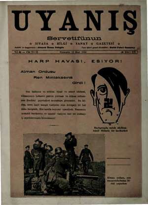 Servetifunun (Uyanış) Dergisi 12 Mart 1936 kapağı