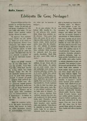  214 Hafta Yazısı ? UYANIŞ “No. 2086—381 Edebiyatta Bır Genç Nevhager! Fransızca edebiyat antolojisi. Her gazetede bu...