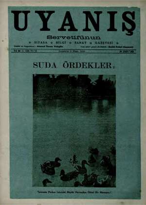 Servetifunun (Uyanış) Dergisi 9 Nisan 1936 kapağı