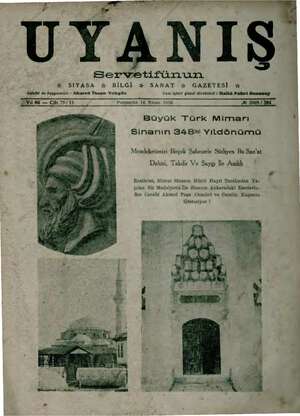 Servetifunun (Uyanış) Dergisi 16 Nisan 1936 kapağı