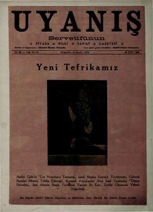 Servetifunun (Uyanış) Dergisi 14 Mayıs 1936 kapağı