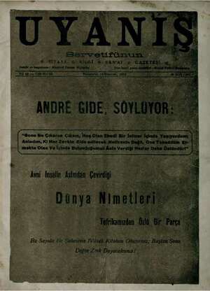 Servetifunun (Uyanış) Dergisi 18 Haziran 1936 kapağı