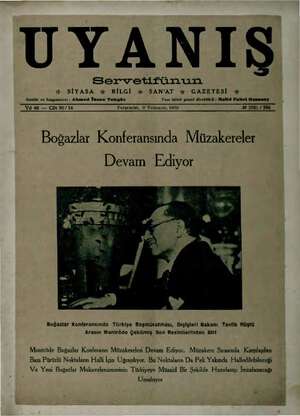 Servetifunun (Uyanış) Dergisi 9 Temmuz 1936 kapağı