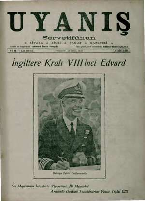 Servetifunun (Uyanış) Dergisi 10 Eylül 1936 kapağı