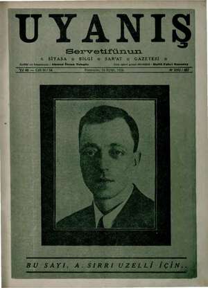 Servetifunun (Uyanış) Dergisi 24 Eylül 1936 kapağı