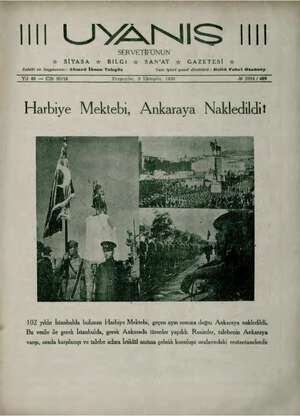 Servetifunun (Uyanış) Dergisi 8 Ekim 1936 kapağı