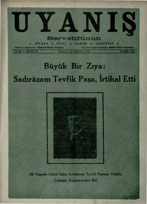 Servetifunun (Uyanış) Dergisi 15 Ekim 1936 kapağı