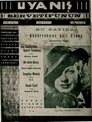 Servetifunun (Uyanış) Dergisi 24 Aralık 1936 kapağı