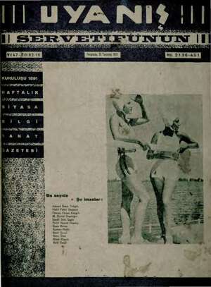 Servetifunun (Uyanış) Dergisi 29 Temmuz 1937 kapağı