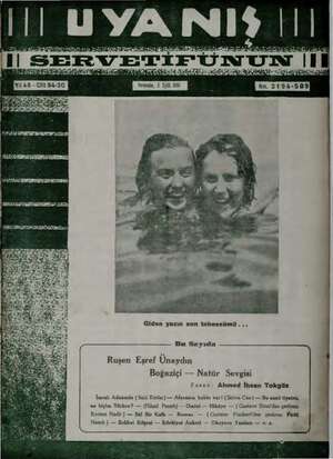 Servetifunun (Uyanış) Dergisi 8 Eylül 1938 kapağı