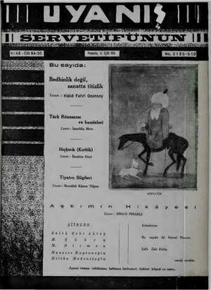 Servetifunun (Uyanış) Dergisi 15 Eylül 1938 kapağı