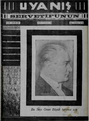 Servetifunun (Uyanış) Dergisi 17 Kasım 1938 kapağı