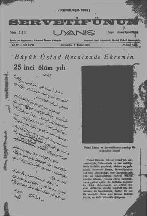    ( KURULUŞU. 1881 ) SER WESTİKÜNU'Aİ UYANIŞ Sahibi ve başyazıcısı ; Alhmed İksam Tekgöz Telgraf: alm Perşembe, 9 Şubat 1939