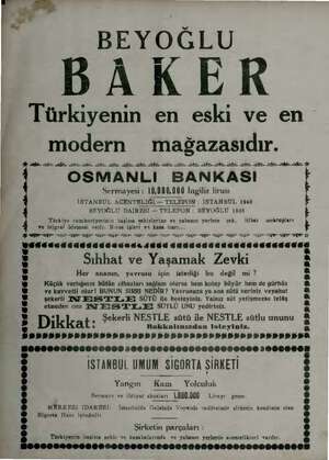  e eml mm. BEYOĞLU BAKER Türkiyenin en eski ve en modern mağazasıdır. ME İZ İZ ME A Yİ İZ AY İZ A A İZ İL Mİ e a a e İ OSMANLI