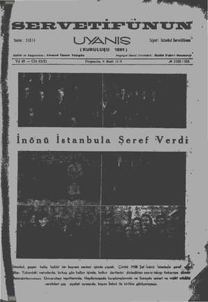  SERUETİFÜUNUMN Telsim : 21013 LYAN i<S Tama: İstanbul Servetifünme” (KURULUŞU 1891) Sahibi ve başyazıcısı : Ahmed İhsan...