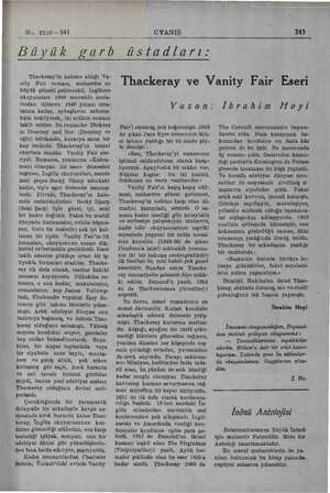    No. 2936—541 Büyük garb Thackeray'in kaleme aldığı Va- nity Fair romanı, muherrire en büyük şöhreti getirecekti, İngiltere