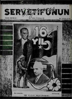 Servetifunun (Uyanış) Dergisi 26 Ekim 1939 kapağı