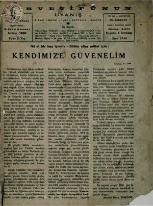 Servetifunun (Uyanış) Dergisi 4 Ocak 1940 kapağı