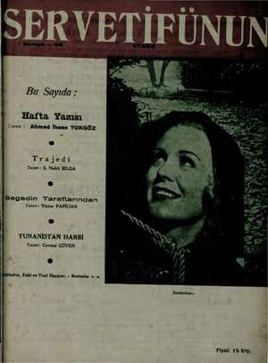 Servetifunun (Uyanış) Dergisi 7 Kasım 1940 kapağı