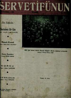 Servetifunun (Uyanış) Dergisi 26 Aralık 1940 kapağı