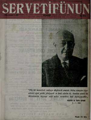 Servetifunun (Uyanış) Dergisi 9 Ocak 1941 kapağı
