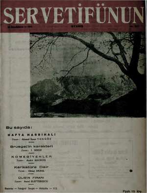 Servetifunun (Uyanış) Dergisi 16 Ocak 1941 kapağı