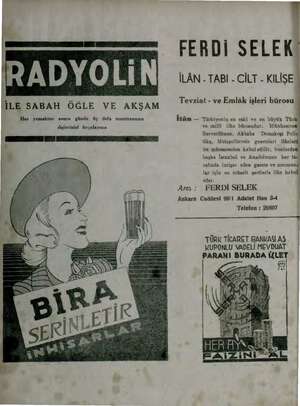  Y FERDİ SELEK İLÂN - TABI - CİLT - KILİŞE | Tevziat - ve Emlâk işleri bürosu İLE SABAH ÖĞLE VE AKŞAM Her yemekten sonra günde