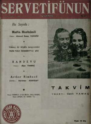 Servetifunun (Uyanış) Dergisi 3 Temmuz 1941 kapağı
