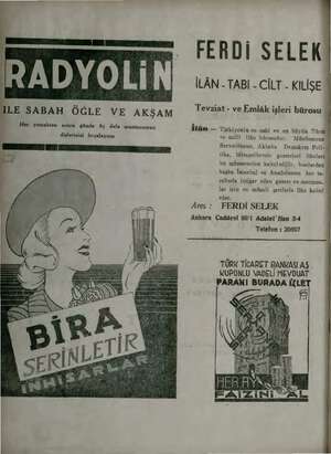    İLE SABAH ÖĞLE VE AKŞAM Her yemekten sonra günde üç defa muntazaman dişlerinizi fırçalayınıs FERDİ SELEK İLÂN - TABI - CİLT