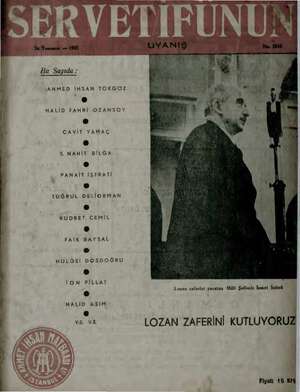 Servetifunun (Uyanış) Dergisi 24 Temmuz 1941 kapağı