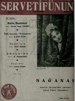 Servetifunun (Uyanış) Dergisi 25 Eylül 1941 kapağı