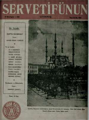 Servetifunun (Uyanış) Dergisi 27 Kasım 1941 kapağı