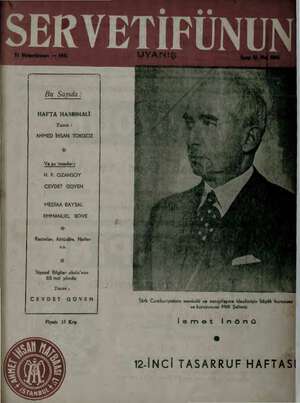 Servetifunun (Uyanış) Dergisi 11 Aralık 1941 kapağı