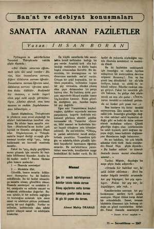    ( San'at ve edebiyat konusmaları ) SANATTA ARANAN FAZİILETLER a öne: /- Hi SeN BORAN | Pythagore in o şakirtlerinden...