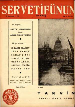 Servetifunun (Uyanış) Dergisi 29 Ocak 1942 kapağı