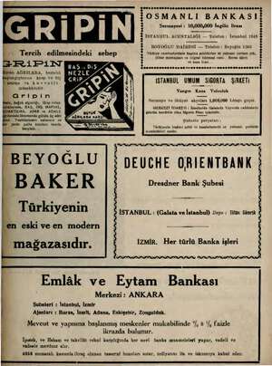  dö dona OSMANLI BANKASI Sermayesi : 10,000,000 İngiliz lirası $ ISTANBUL ACENTALIĞI — Telefon: İstanbul 1948 BOYOĞLU DAİRESİ